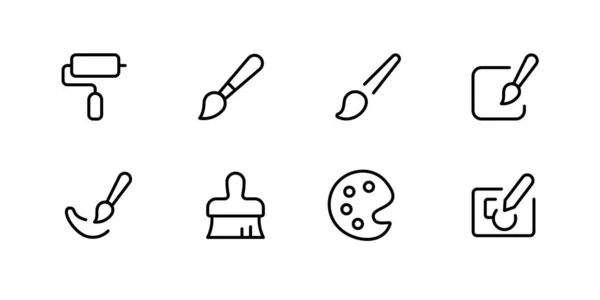 Malpinsel Icons Set Vorhanden Malpinsel Vektorsymbol Ikone Der Farbwalze — Stockvektor