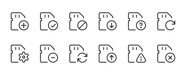 Speicherkarten Symbol Karte Symbol Zeichen Symbol Steuerung Bedienungssymbol Set Von — Stockvektor