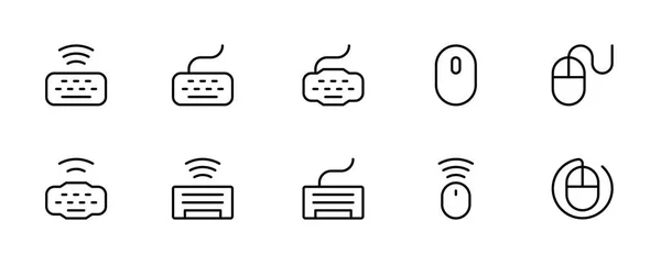 Tastatur Und Maussymbol Unterschiedlichen Stilvektorgrafiken Zwei Farbige Und Schwarze Tastatur — Stockvektor