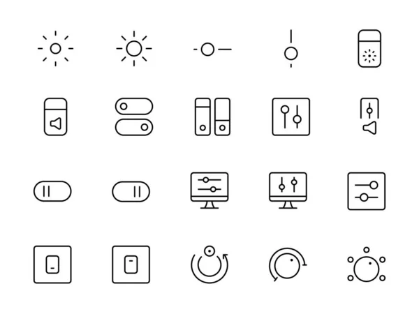 Mobile Control Icon Set Minimalist Simple Looking Icons Set Dark — Stock Vector