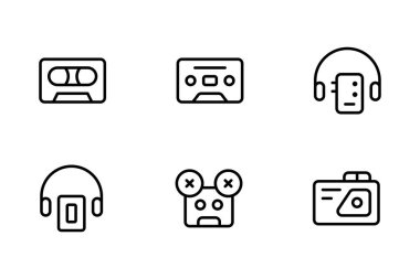 Retro müzik kaseti, walkman, kaset. Düzenlenebilir Vuruş. ve Web Sayfası, Mobil Uygulama, UI, UX tasarımı için uygundur.