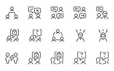 Grup çalışması, toplantı, işbirliği, iş yönetimi simgesinde takım çalışması. Beyin fırtınası, ekip, fikir, röportaj, kazanan, soru, işbirliği, takım yönetimi, büyüme, web, Ui / ux