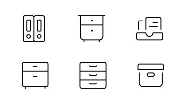 Çekmece simgesini farklı biçim vektör illüstrasyonunda doldur. siyah çekmece vektör simgeleri web, mobil, ui için doldurulmuş, ana hatlar, çizgi ve vuruş biçimi kullanılabilir