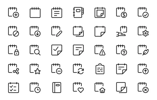 Papier Documents Écriture Signature Note Icônes Sumbol Ligne Icône Fichier — Image vectorielle