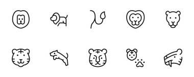 Aslan simgesi. Kaplan ikonu. Vahşi hayvan ikonu. Düz vektör ve çizim, grafik, düzenlenebilir vuruş. Web sitesi tasarımı, logosu, uygulaması, şablonu ve ui ux için uygun.