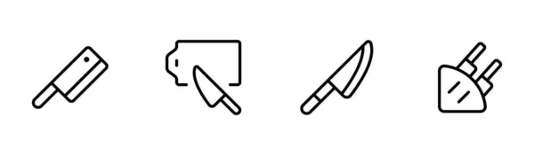Küchenmesser Schneidebrett Oder Schneidebrett Icon Vektor Set Design Mit Editable — Stockvektor