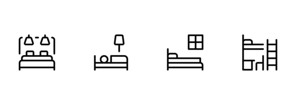 Іконка Ліжка Подвійне Ліжко Іконка Меблів Сон Нічний Готель Мотель — стоковий вектор