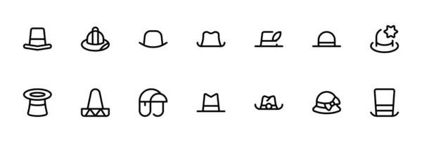 Icono Relacionado Con Sombreros Editable Stroke Adecuado Para Página Web — Archivo Imágenes Vectoriales