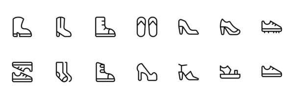 Icône Chaussure Sandale Talons Hauts Bottes Cow Boy Chaussures Randonnée — Image vectorielle