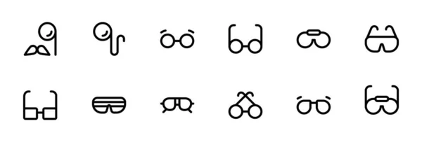 Sonnenbrillen Verwandte Symbole Editierbare Strichzeilen Symbole Und Geeignet Für Web — Stockvektor