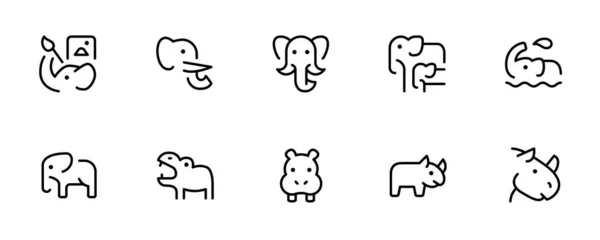 Значок Слона Значок Носорога Плоский Вектор Ілюстрація Графічний Змінений Хід — стоковий вектор