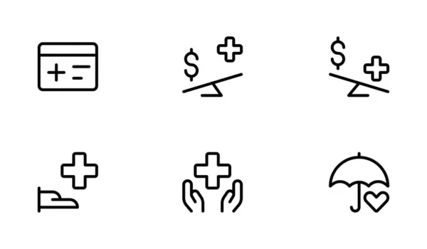 Versicherungssymbol Schutzbezogene Icon Vektor Setdesign Mit Editierbarem Schlaganfall Line Solid — Stockvektor