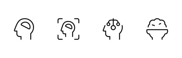 Human Brain Icon Vector Set Design Editable Stroke Line Solid — Stock Vector