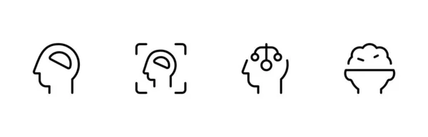 Menschliches Gehirn Icon Vektor Set Design Mit Editable Stroke Line Vektorgrafiken
