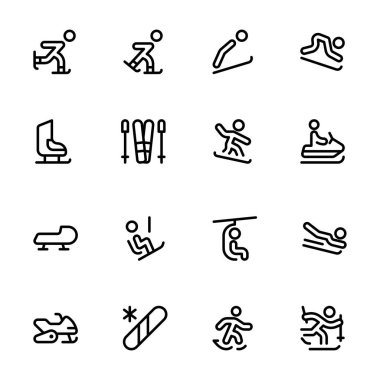 Kayak simgesi, sporla ilgili vektör seti tasarımı Düzenlenebilir Vuruş ile. Satır, Katı, Düz Çizgi, ince stil ve Web Sayfası, Mobil Uygulama, UX tasarımı için elverişli.