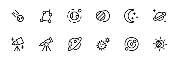 Иконка Астрономии Векторный Дизайн Внешнего Пространства Редактируемым Штрихом Line Flat — стоковый вектор