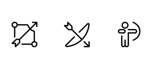 Bogenschießen Symbol Vektor Set Design Mit Editierbarem Schlaganfall Line Solid — Stockvektor