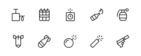 Ікона Бомби Встановлена Динамітна Вибухова Ілюстрація Вектора Бомби Лінійні Ікони — стоковий вектор