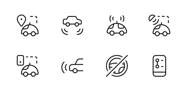 Έξυπνο Εικονίδιο Αυτοκινήτου Αυτόματη Διανυσματική Απεικόνιση Αυτοκινήτων Γραμμικό Επεξεργάσιμο Εγκεφαλικό — Διανυσματικό Αρχείο