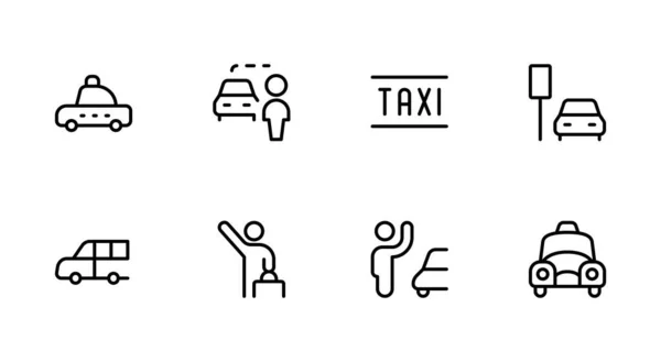 Ikona Taksówki Taksówki Taksówki Wektor Ilustracji Linearny Edytowalny Udar Linia — Wektor stockowy