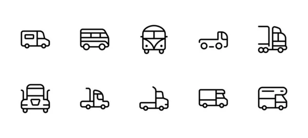 stock vector truck icon. Cargo truck and van, vector illustration. linear Editable Stroke. Line, Solid, Flat Line, thin style and Suitable for Web Page, Mobile App, UI, UX design.