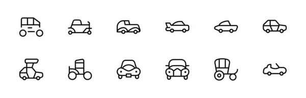 Εικονίδιο Αυτοκινήτου Αντίκα Διανυσματική Απεικόνιση Γραμμικό Επεξεργάσιμο Εγκεφαλικό Επεισόδιο Line — Διανυσματικό Αρχείο