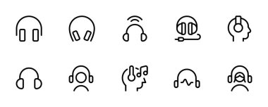 kulaklıklar kulaklık vektör illüstrasyon simgesi beyaz arkaplan üzerindeki uygulama simgesi simgesi için düz taslak simge