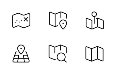 Harita simgesi. Harita pin konumu simgesi. Doğrusal Düzenlenebilir Vuruş. Satır, Katı, Düz Çizgi, ince stil ve Web Sayfası, Mobil Uygulama, UX tasarımı için elverişli.