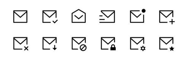 Mail Och Ikoner Inställda Postskylt Och Symbol Postikonen Kuvert Framåt — Stock vektor