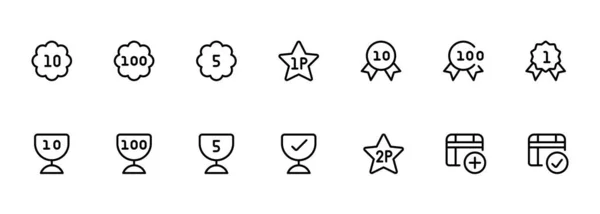 Punkte Icons Mit Medaillen Levelergebnisse Vektor Icon Design Für Das — Stockvektor