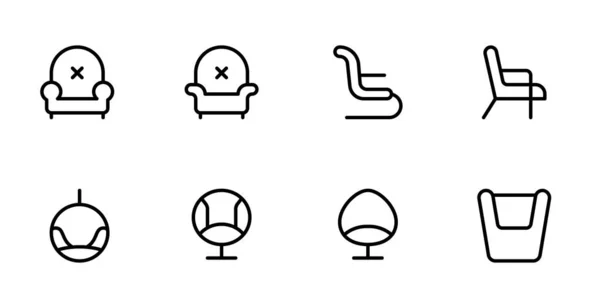 Sessel Symbol Sofa Bürostuhl Icon Vektor Set Design Mit Editable — Stockvektor