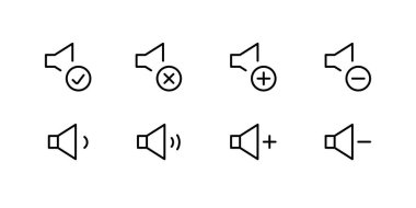Hoparlör simgesi hazır. Hacim simgesi vektörü. Hoparlör ikon vektörü. Video uygulamaları ve web siteleri için ses düzeyi ses düzeyi vektör simgelerini sessiz ve sessiz tut