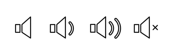 Εικονίδια Ήχου Σύνολο Ηχητικών Σημάτων Έντασης Ηχείων Και Σύμβολο Ηχείο — Διανυσματικό Αρχείο
