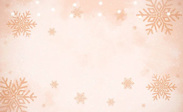 Merry Christmas Happy New Year Gold Glitter Snowflake Pink Background — Stock Photo, Image