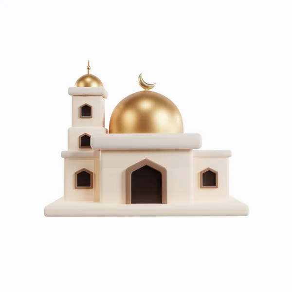 Dourado Renderização Uma Mesquita Decorativa Fundo Branco Ilustração Renderização — Fotografia de Stock