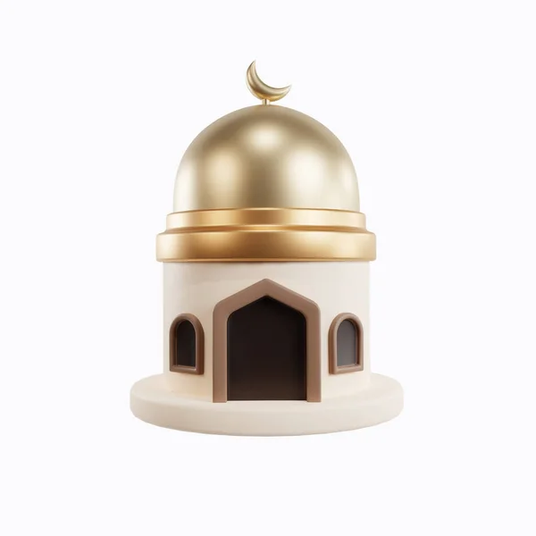 Representación Una Luna Creciente Islámica Ramadán Mezquita Aisladas Sobre Fondo —  Fotos de Stock