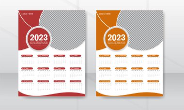 12 aylık duvar takvimi tasarım şablonu yeni yıl 2023