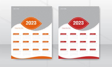 12 aylık duvar takvimi tasarım şablonu yeni yıl 2023