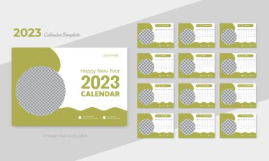 2023 yılı için profesyonel masa takvimi şablonu