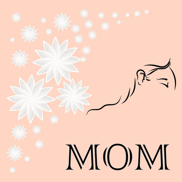 Feliz Dia Das Mães Cumprimentos Design Lettering Mom Com Perfil —  Vetores de Stock