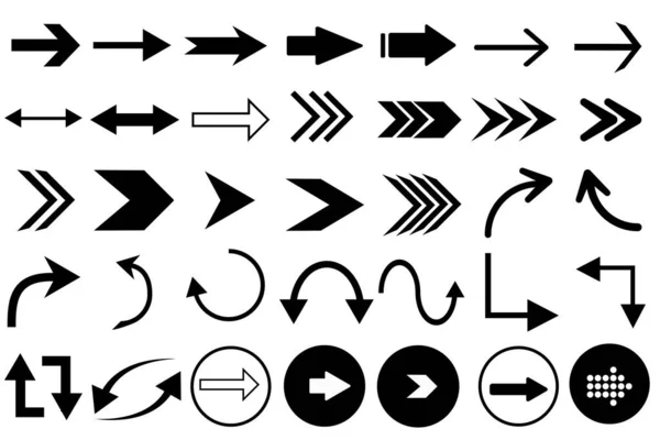 箭由35个黑色图标组成 箭头图标 箭头矢量集合 光标现代简单的箭 矢量说明 — 图库矢量图片