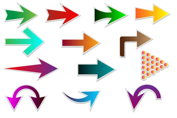 Flechas Conjunto Flechas Multicolores Aisladas Flechas Degradado Diferentes Formas Sobre Ilustración De Stock