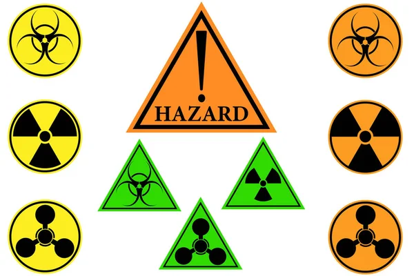 Perigo Diferentes Sinais Perigo Vetorial Sinal Radiação Sinal Risco Biológico Vetores De Bancos De Imagens