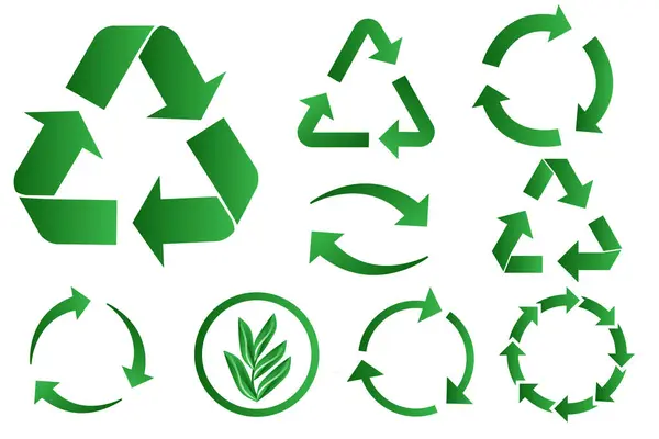 Піктограма Переробки Набір Векторних Піктограм Переробки Еко Зелені Значки Плоский Векторна Графіка