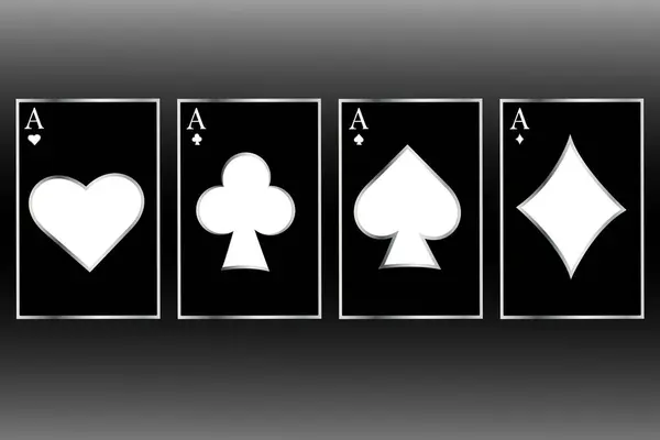 Kaarten Een Set Van Vier Speelkaarten Een Origineel Wit Design — Stockvector