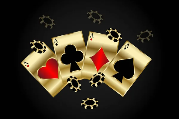 Fond Casino Bannière Lumineuse Avec Cartes Jetons Ventilés Concept Jeu — Image vectorielle