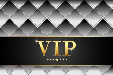 Gri metalik desenli soyut tarzda lüks altın VIP arka planı. Kumarhaneler, kartlar ve gelecekçilik için modern tasarım şablonları hakkında vektör illüstrasyonu.