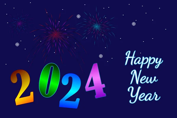 Ilustrasi Tahun Baru Terang Happy New Year 2024 Latar Belakang - Stok Vektor