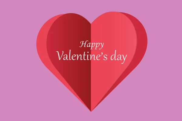Corazón Papel Rojo Para Día San Valentín Sobre Fondo Rosa — Vector de stock