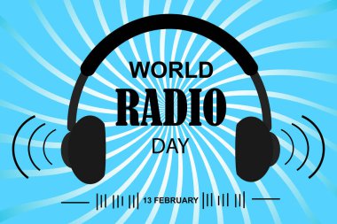 Dünya Radyo Günü için pankart tasarımı. Vektör illüstrasyonu.